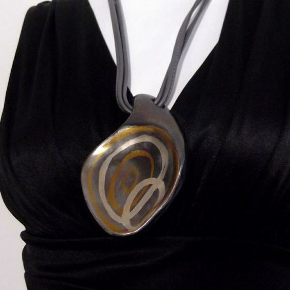 Vintage modernist artist made statement necklace huge pendant